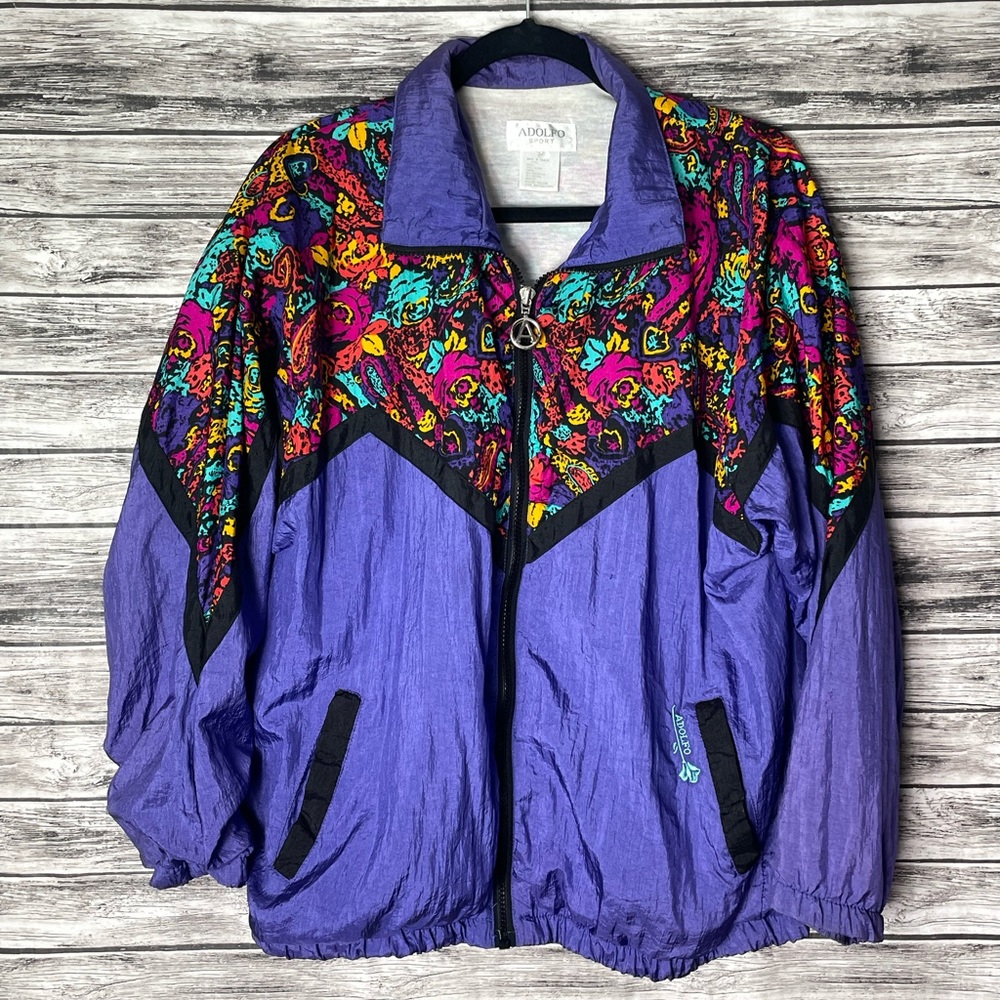 Vintage Adolfo Colorful Purple Jacket - Medium
